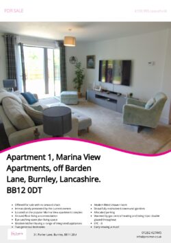 Brochure for Marina View Apartments, off Barden Lane
