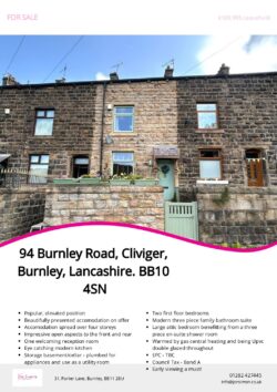 Brochure for Burnley Road, Cliviger