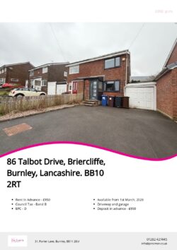 Brochure for Talbot Drive, Briercliffe