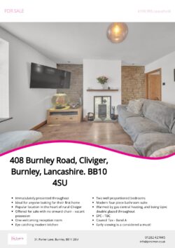 Brochure for Burnley Road, Cliviger